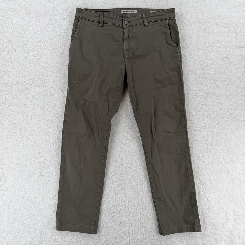 Mavi Johnny Pants Mens 34x32 Green Slim Leg Chino Stretch‎ Altered 34x29